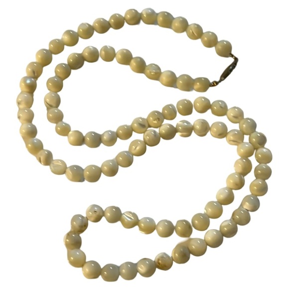 Vintage Art Deco MOP Mother Of Pearl Crystal Beaded Necklace - Picture 4 of 9